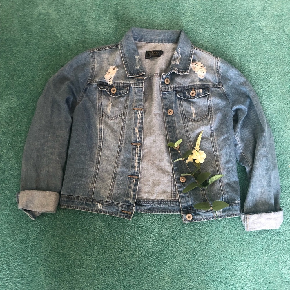 Distressed Jean Jacket! Worn Once! ☀️